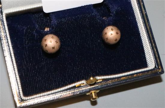 Pair 9ct gold globe earrings